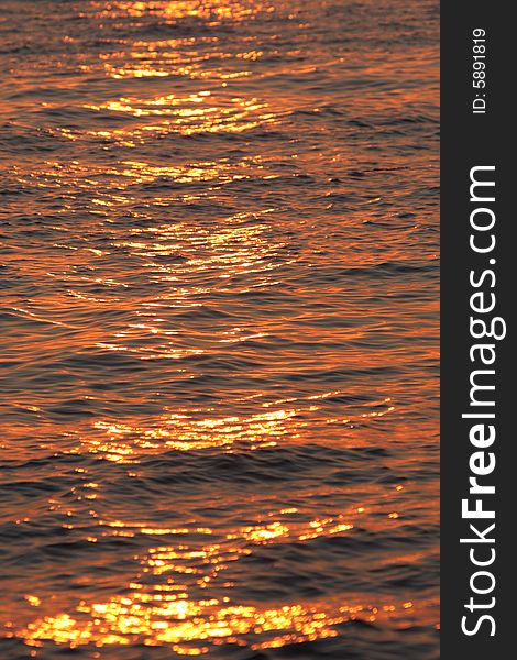 Sea water texture at sunset