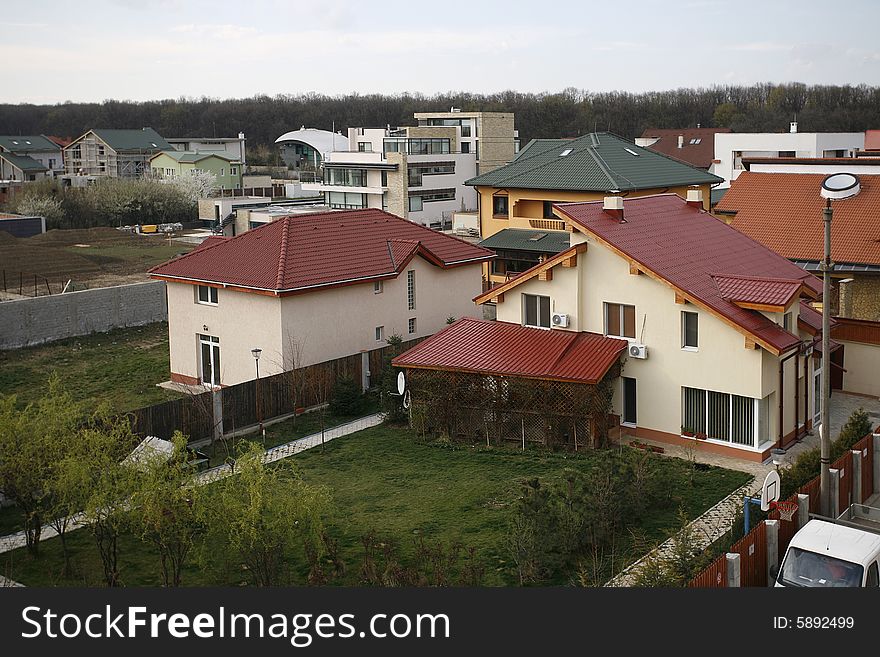 Aerial view of residential area