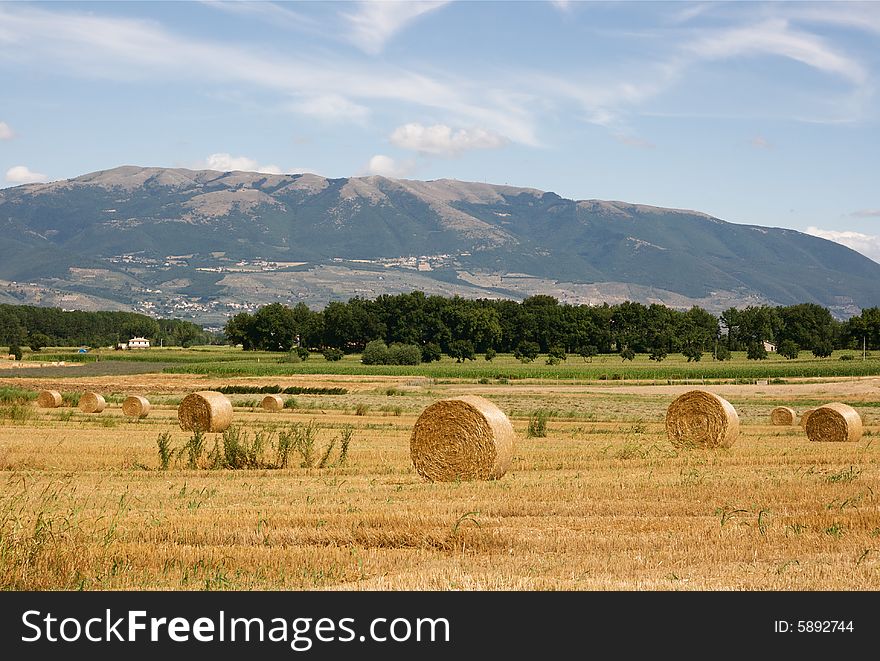 Photo of hay bales in the country of umbria. Photo of hay bales in the country of umbria