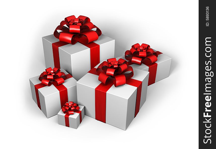 Many presents on white box isolated