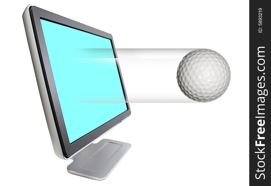 Golfball leaving out of computer monitor