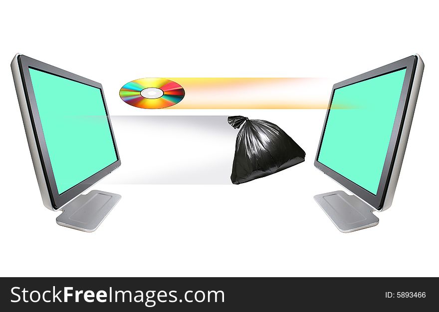 CD & Garbage Bag leaving out of computer monitor