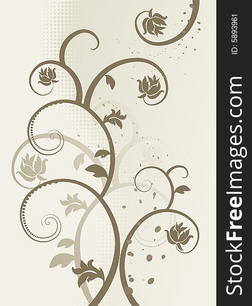 Floral background, ornament, branch, 2d