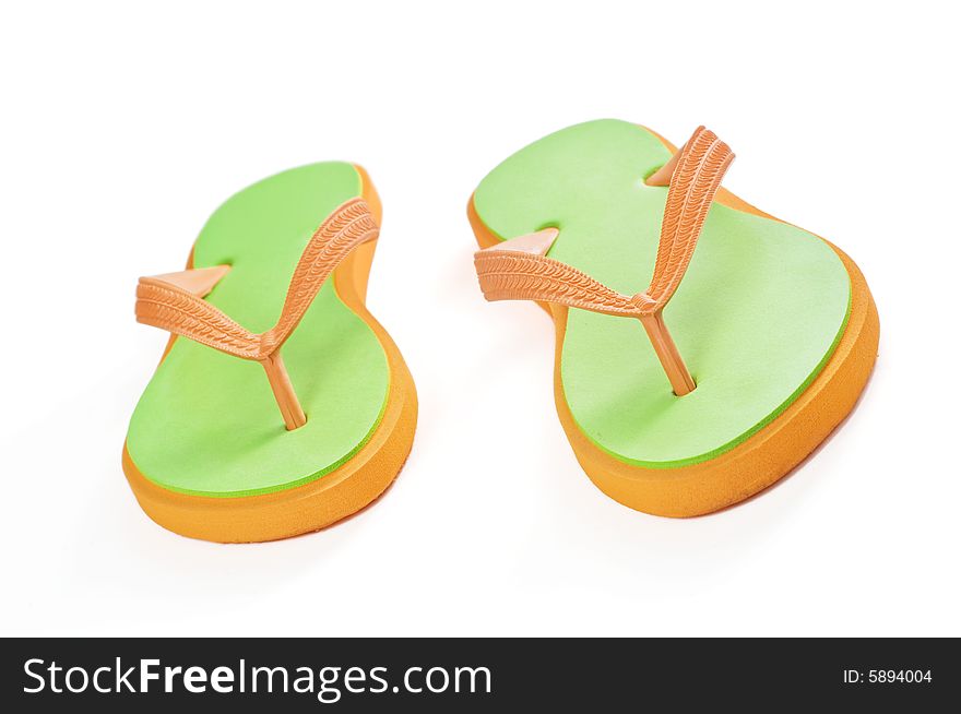 Colorful flip flops isolated on a white background
