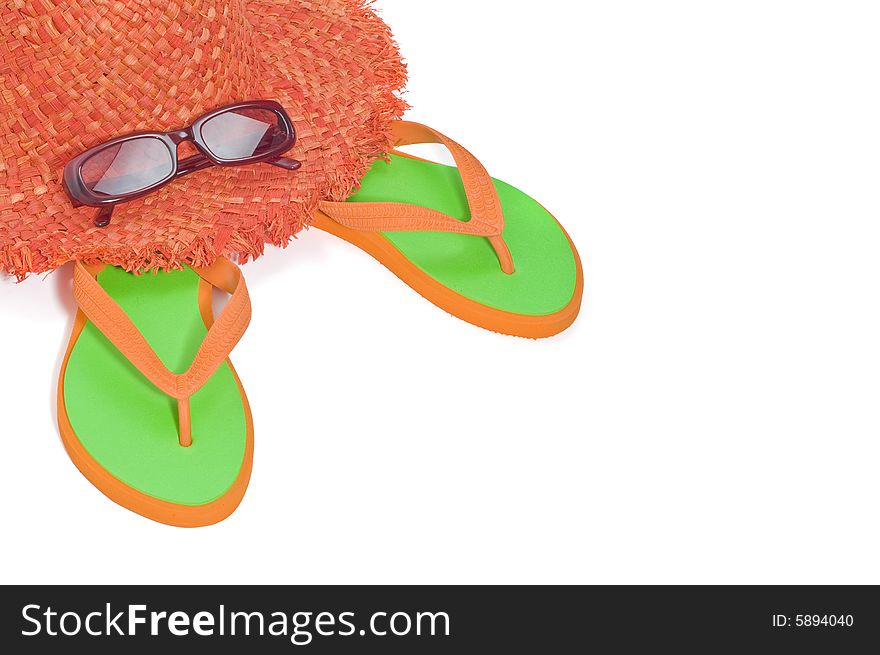 Colorful flip flops isolated on a white background