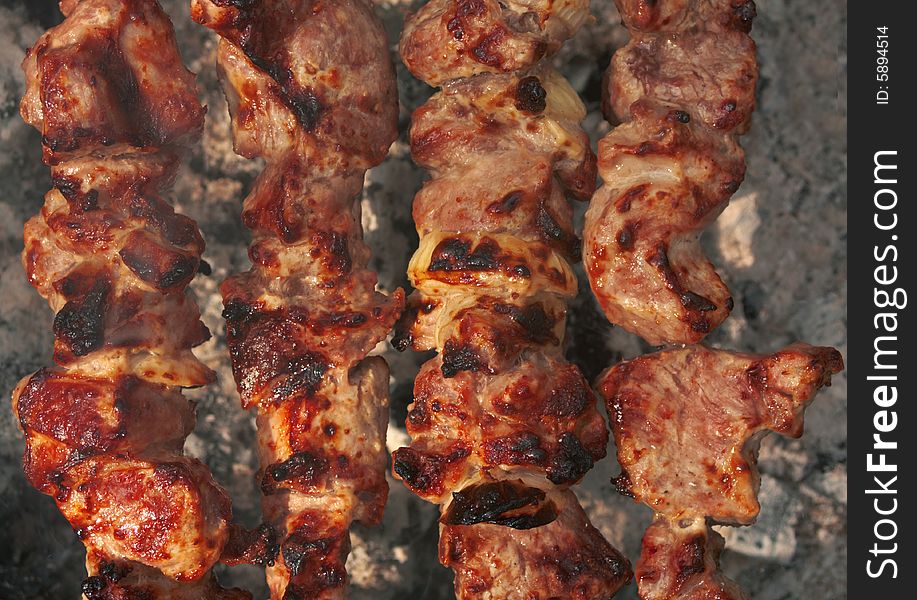 Kebab, meat on a grill, barbecue