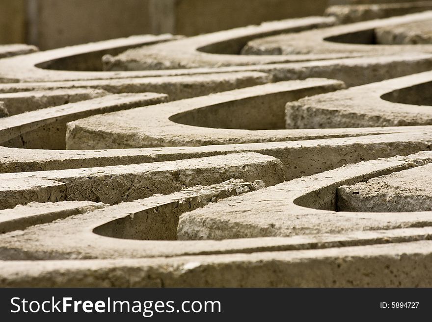 Arranged Concrete Drain Blocks in a unique Pattern