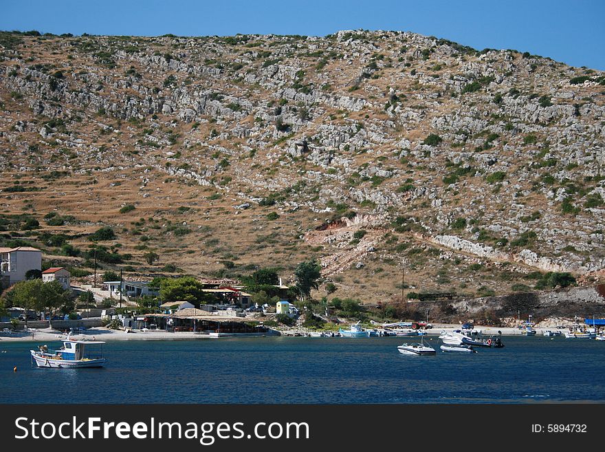 Greek coast, view from the sea. Greek coast, view from the sea
