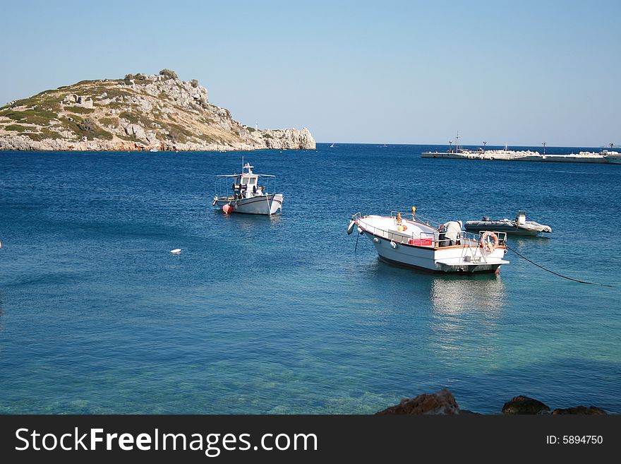 Greek coast, view from the harbour. Greek coast, view from the harbour