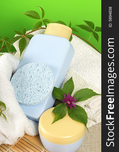 Bathroom composition with natural products, SPA cosmetics. Bathroom composition with natural products, SPA cosmetics.