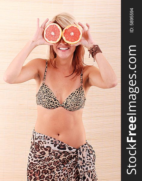 Tropical Girl With Grapefruits