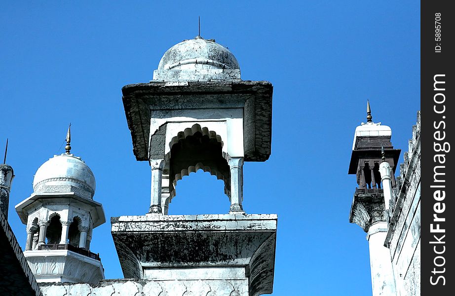 Mosc roof, Gujarati Inddia , blue sky. Mosc roof, Gujarati Inddia , blue sky