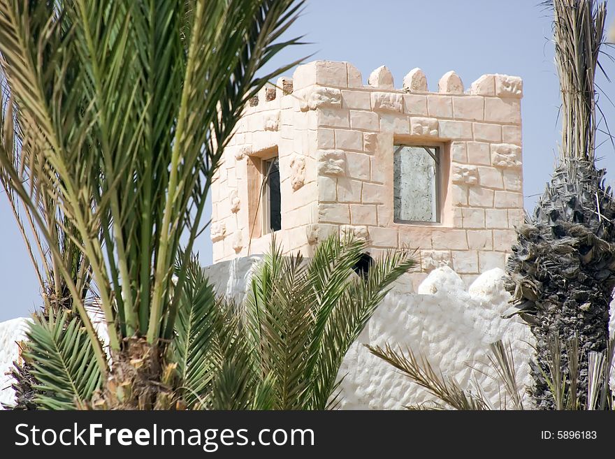 Castle tower in Africa, Tunisia.