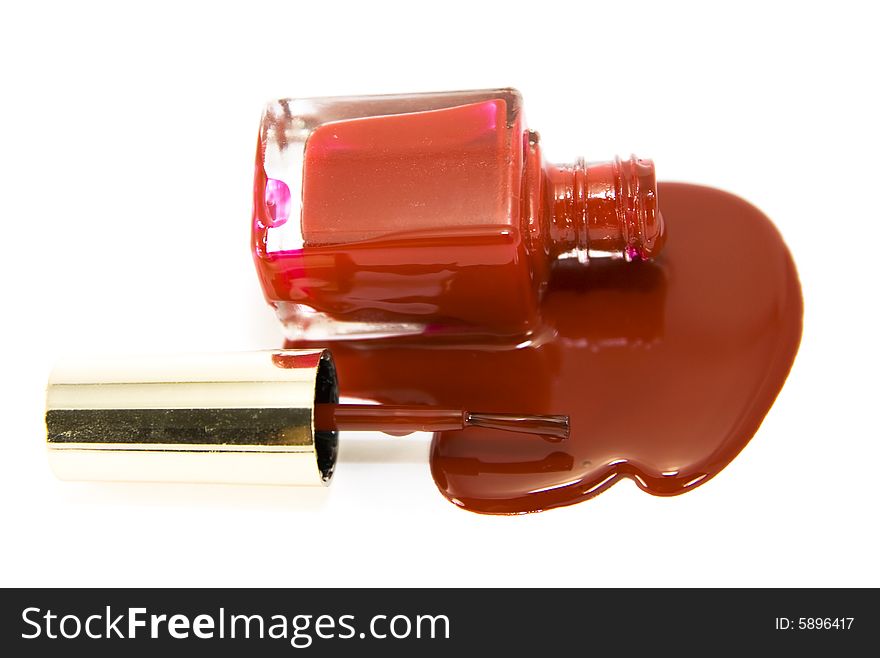 Red enamel isolated on white