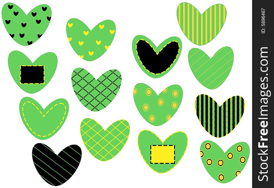 Different kind design of hearts