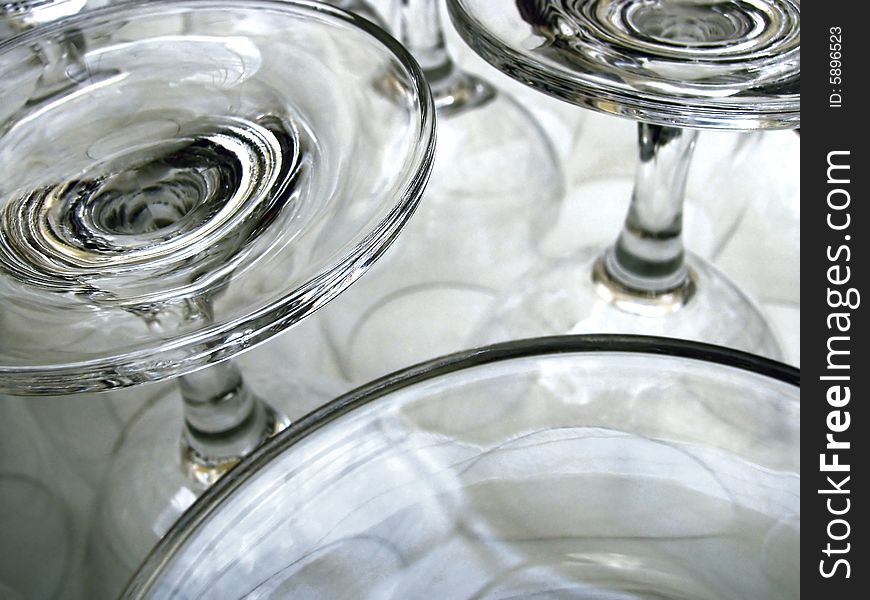 Series of wine glasses on a white background