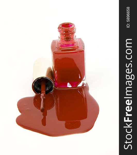 Red enamel isolated on white