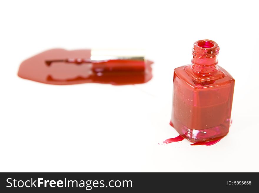 Red enamel isolated on white