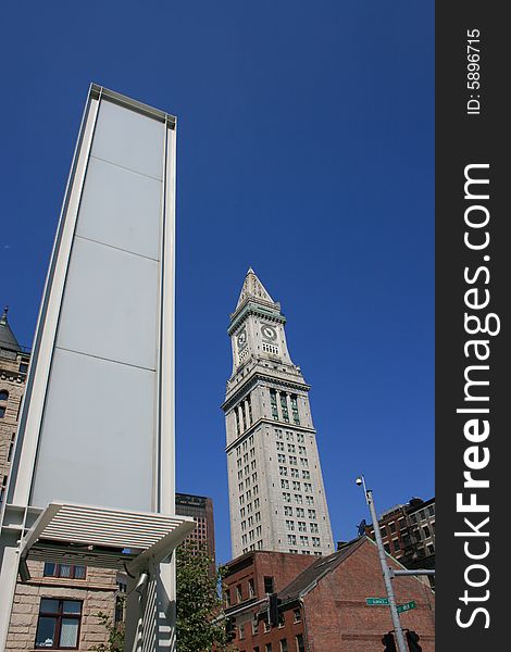 Art installation along the Rose Kennedy Greenway (Big Dig).  Custom House  Tower in the background. Art installation along the Rose Kennedy Greenway (Big Dig).  Custom House  Tower in the background.