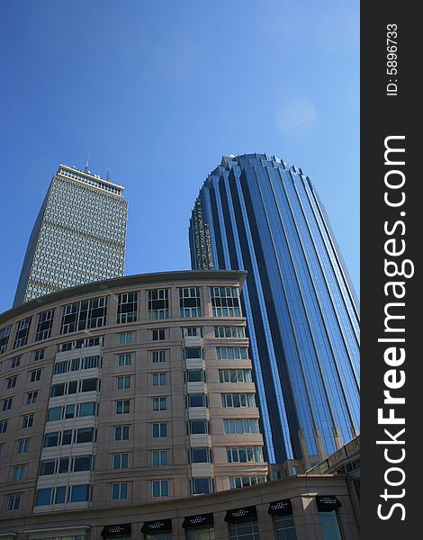 Back Bay buildings including the Prudential Tower. Back Bay buildings including the Prudential Tower.