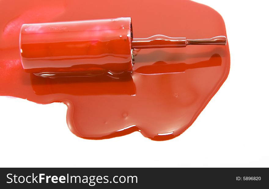 Red enamel isolated on white
