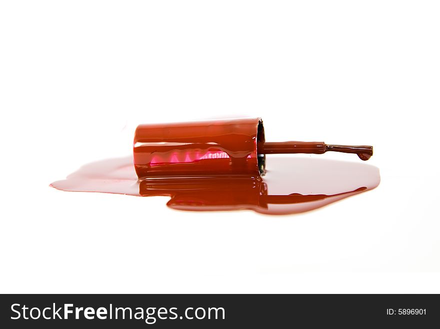 Red enamel isolated on white