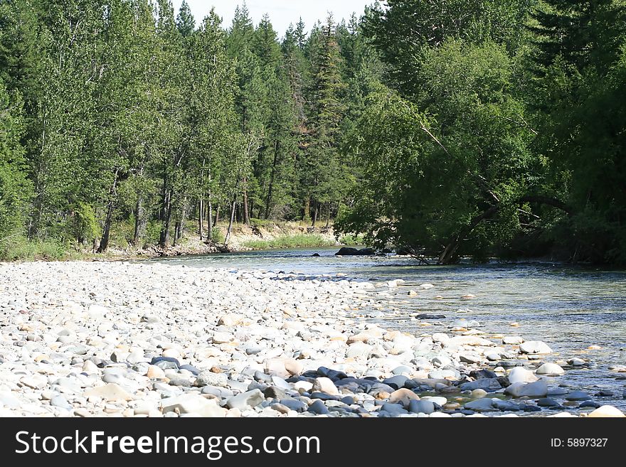 Methow River winding through the forest in the North Cascades of Washington state