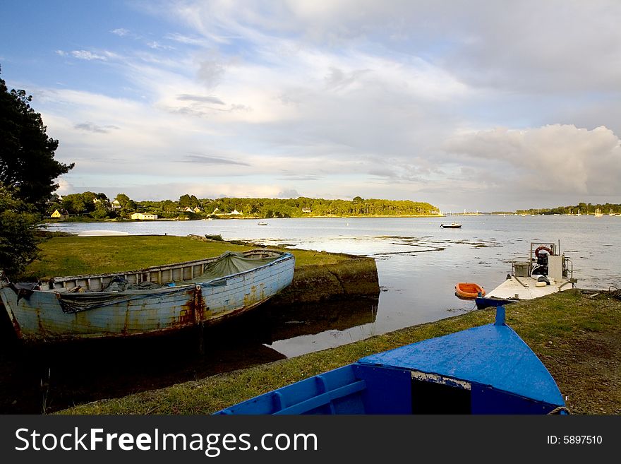 Fisherman boats on the cost of brittany - france