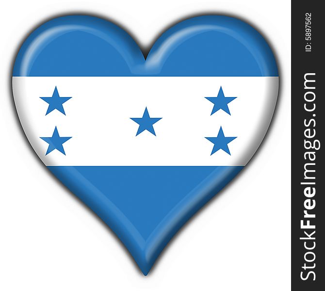 Honduras Button Flag Heart Shape