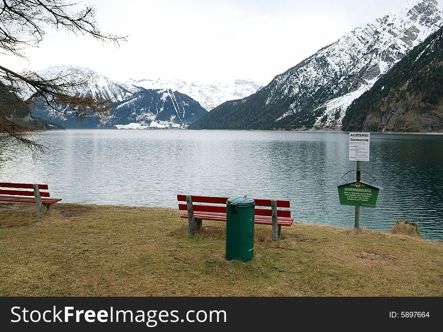 Mountain Lake In Alps