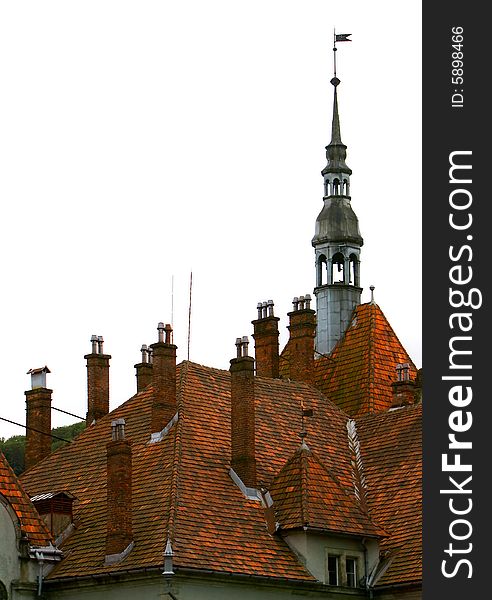 Medieval castle roof isolated over white. Medieval castle roof isolated over white
