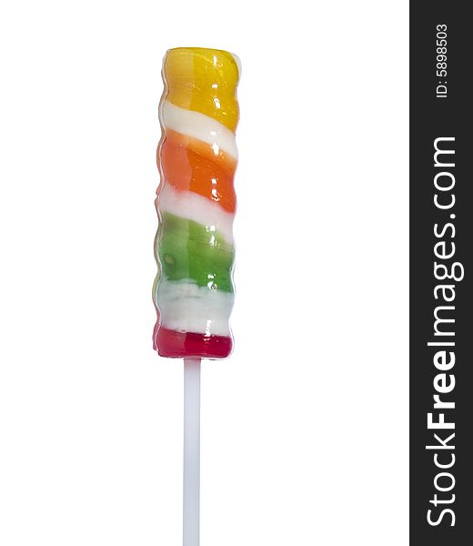 A stick lollipop isolated over white background.