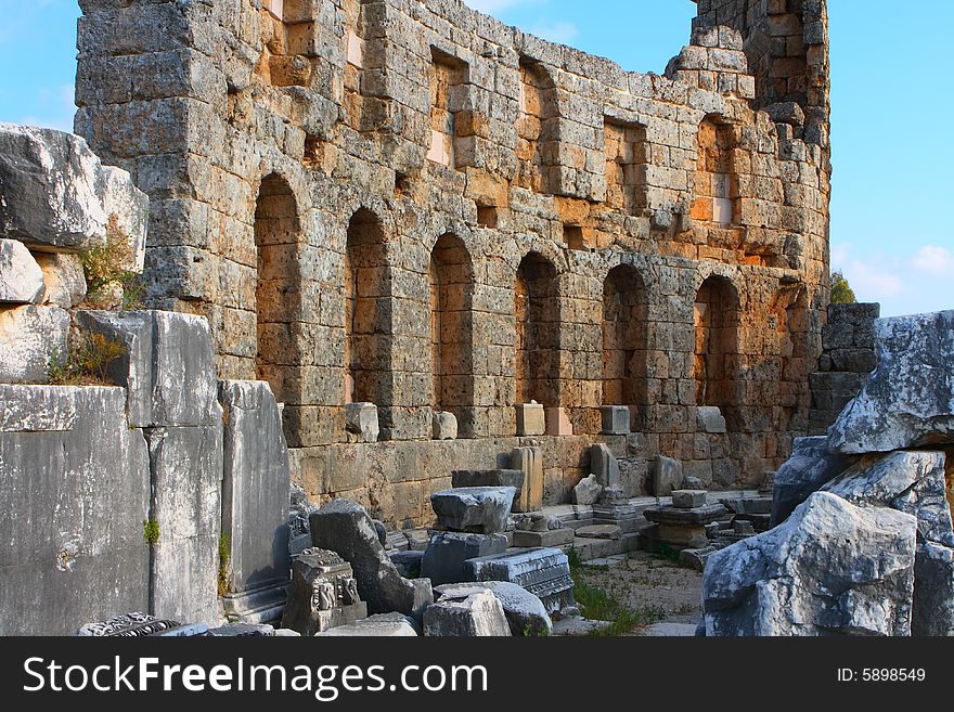 Ancient roman gates in Perge, Turkey