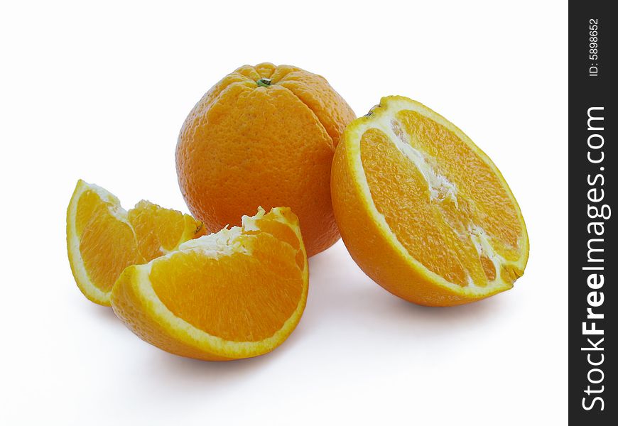 Juicy orange fruit, isolated, white background