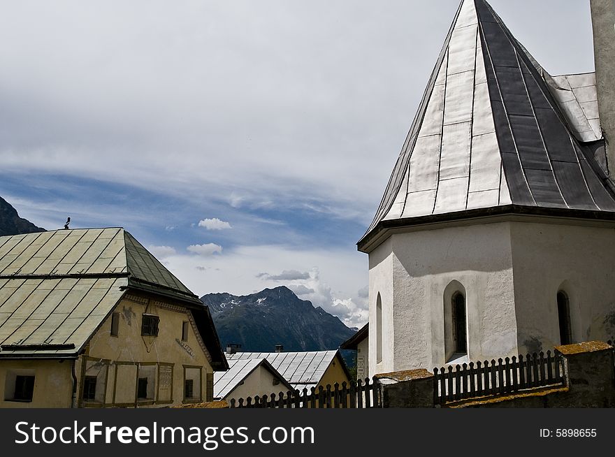 Traditional buildings in Guarda; Switzerland. Traditional buildings in Guarda; Switzerland