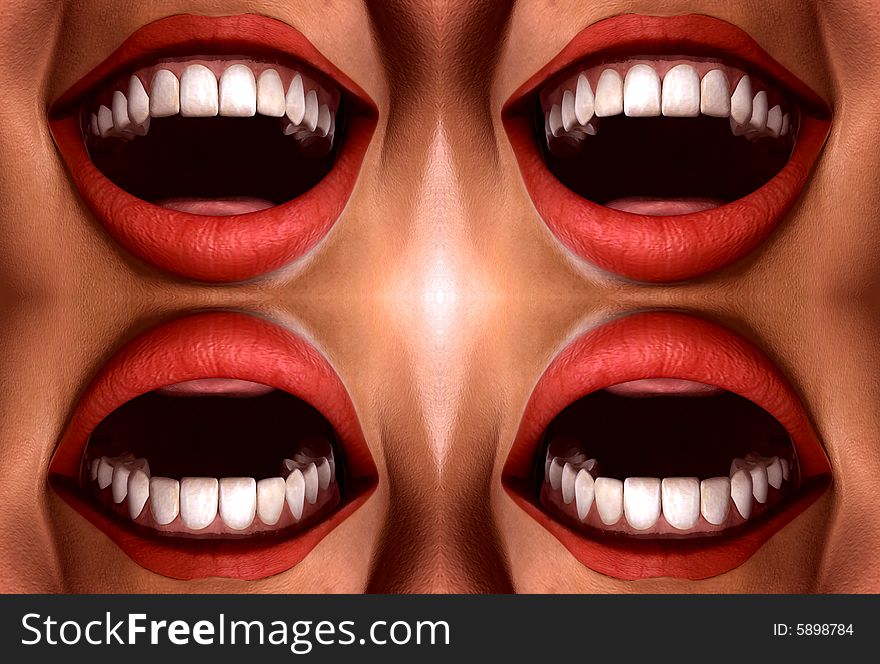Many Mouths Seamless Tile Pattern Background 3