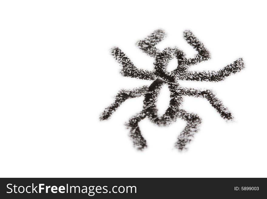 Crayon drawing of a black spider