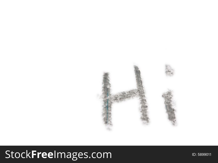 Black Crayon sketch of the word hi