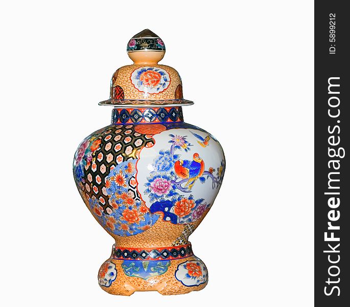 Chinese vase on a white background with clipping path