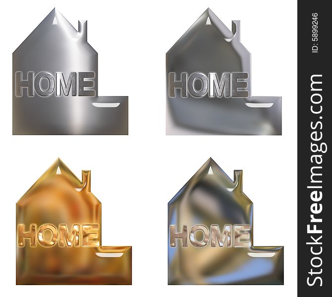 Some 3d beveled home buttons or symbols with a chrome effect. For websites or other. Some 3d beveled home buttons or symbols with a chrome effect. For websites or other.