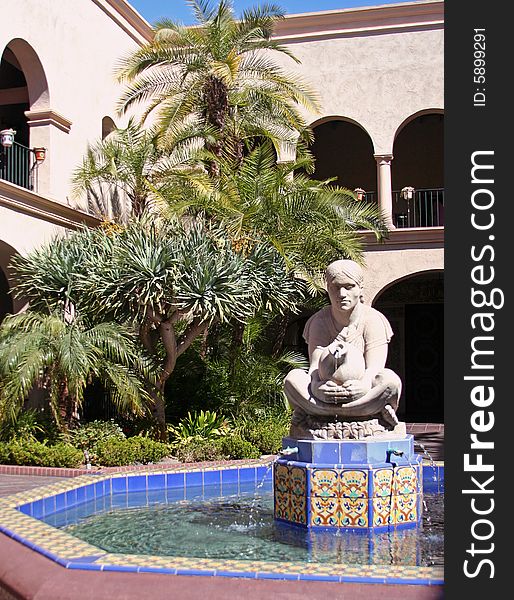 View of fountain in Balboa Park in San Diego. View of fountain in Balboa Park in San Diego