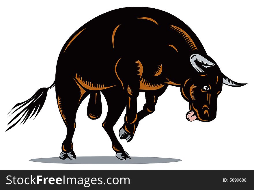 Vector art of an attacking bull isolated on white background. Vector art of an attacking bull isolated on white background