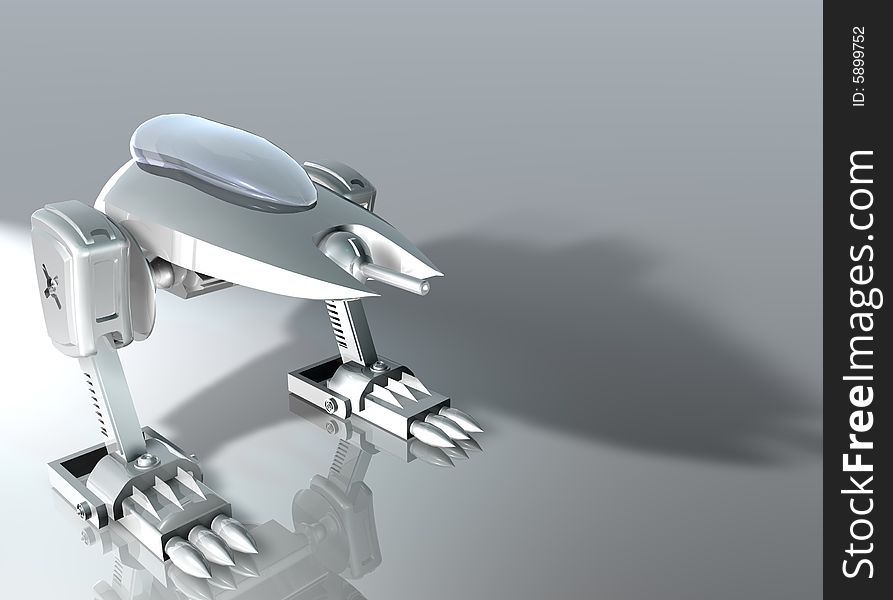 Vector art of an Alien robot in a gray background