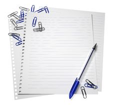 Notepaper With A Pen And Paper Clips Royalty Free Stock Photography Notepaper With A Pen And Paper Clips Royalty Free Stock Photography