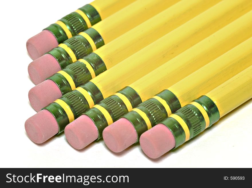 Multiple pencils isolated on white background