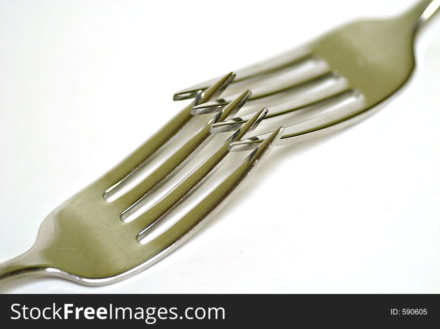 Two forks isolated on white background