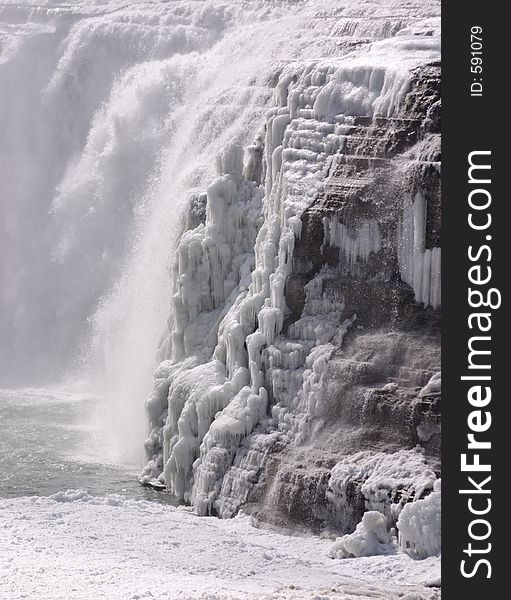Partially frozen waterfalls. Partially frozen waterfalls