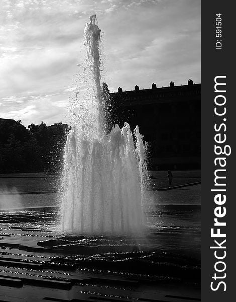 Water fountain in black and white. Water fountain in black and white