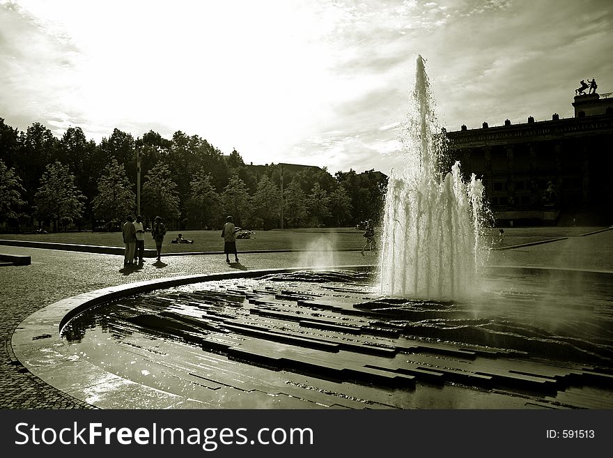 Water fountain in black and white. Water fountain in black and white