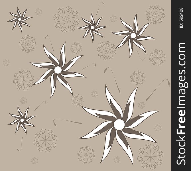 Retro flower background - brown and white - additional ai and eps format available on request. Retro flower background - brown and white - additional ai and eps format available on request